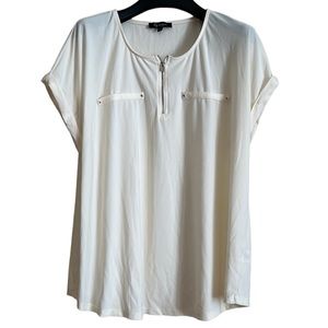Lily Morgan blouse 2x 1/4 zip Cream‎ colour